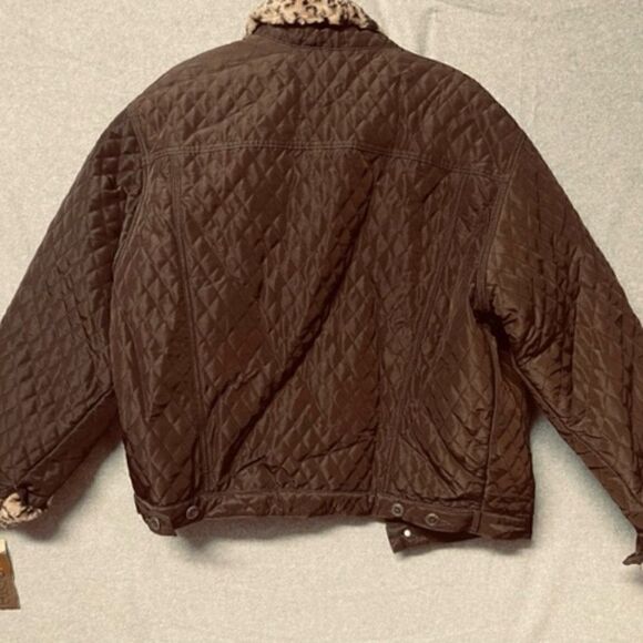 Charta Brown Quilted Women's Jacket Cheetah collar and sleeves S This jacket is - Picture 3 of 5